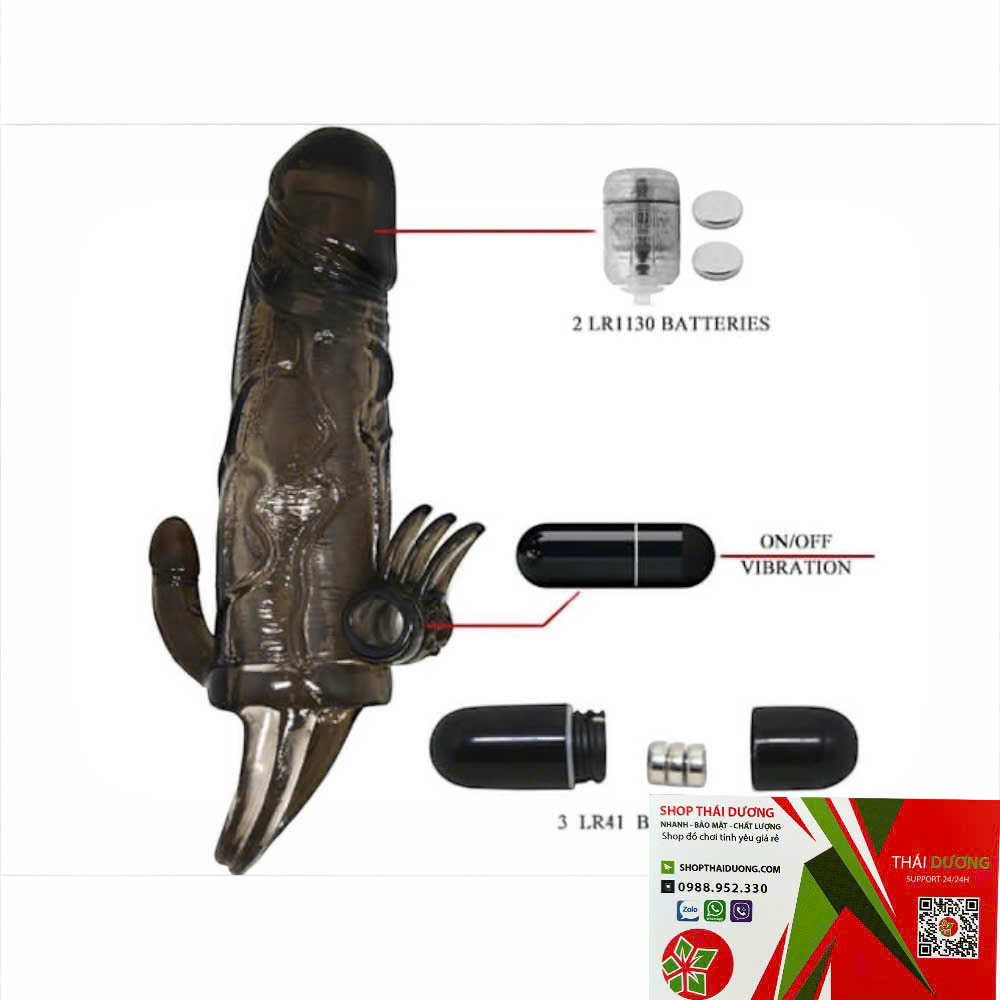 Bao cao su Braveman đôn to dương vật có quay đeo và rung hai đầu