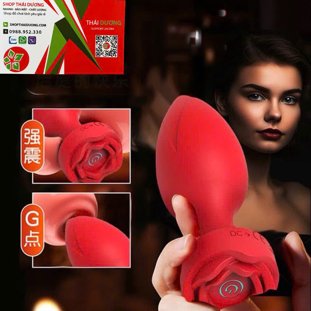 Phích Cắm Hậu Môn Hoa Hồng Cao Cấp  10 Chế Độ Rung Điều Khiển Từ Xa