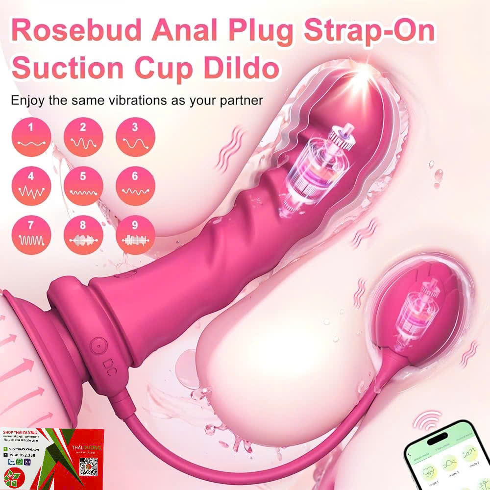 Dương Vật Giả Dây Đeo Cho Les Love Spouse  10 Chế Độ Rung, Kết Nối App Thông Minh