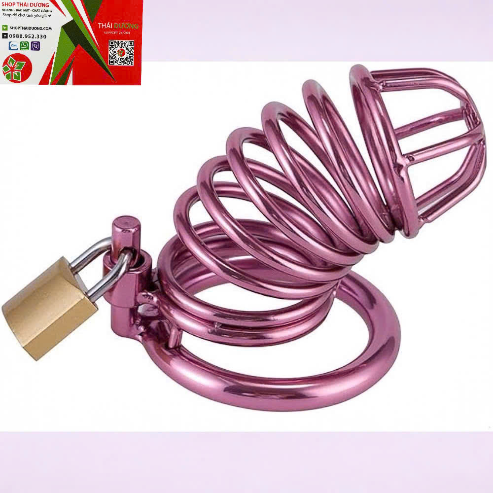 Khóa Dương Vật Thép Không Gỉ Màu Hồng Combo 3 Vòng Đeo Tiện Lợi