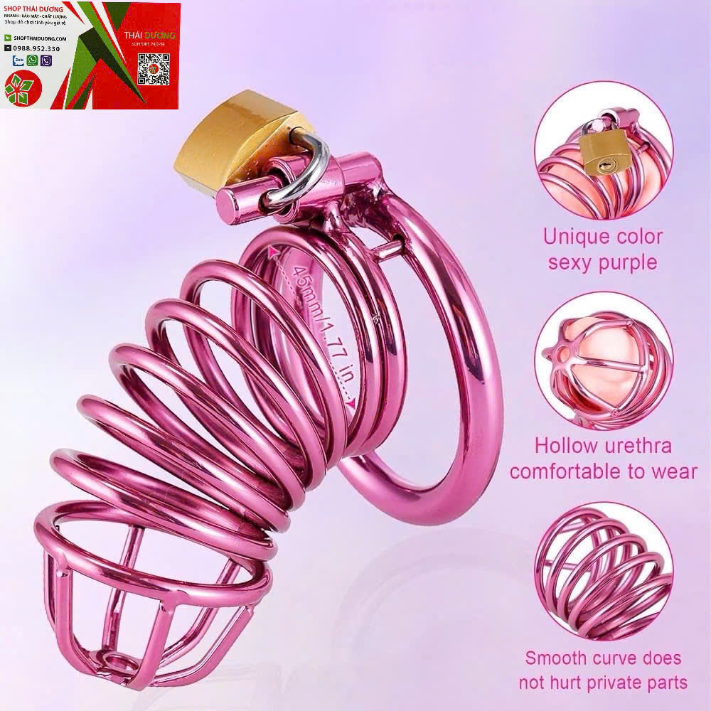 Khóa Dương Vật Thép Không Gỉ Màu Hồng Combo 3 Vòng Đeo Tiện Lợi