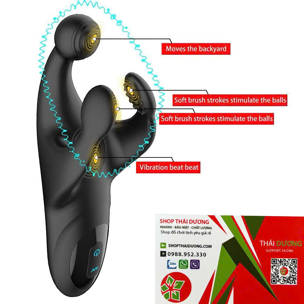 Máy massage kích thích dương vật và tinh hoàn Black Trident cho nam