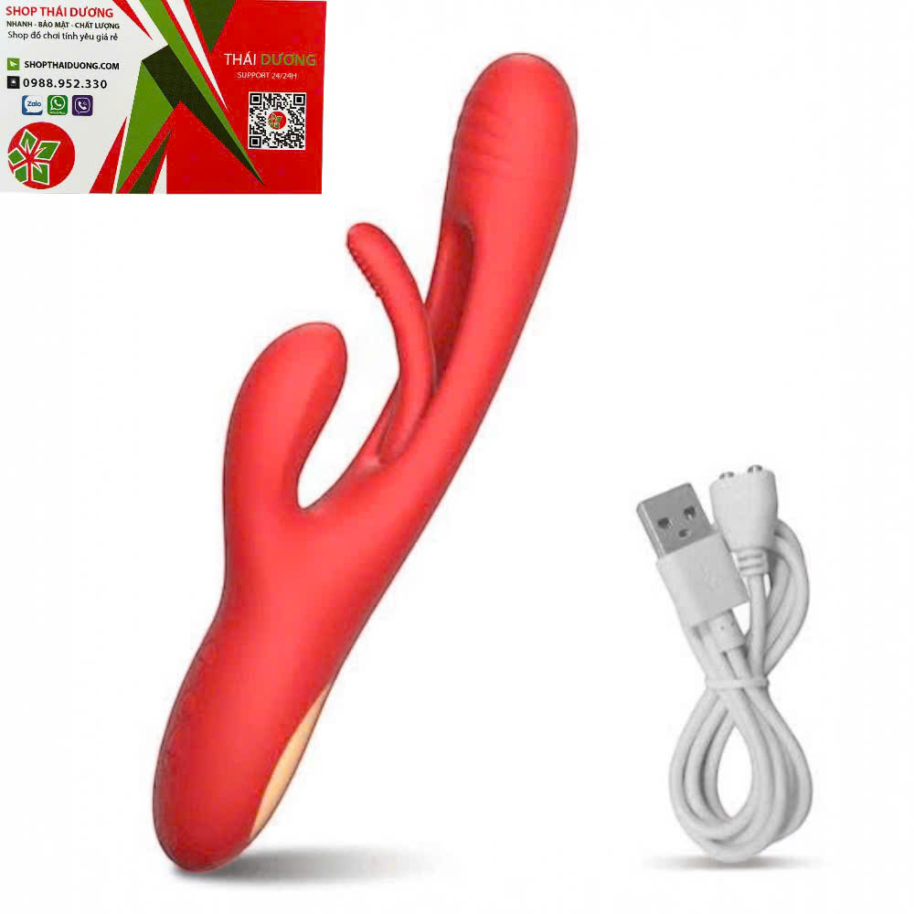 Dương Vật Giả Cầm Tay Rung Kép Hai Đầu Có Thanh Vỗ Độc Đáo
