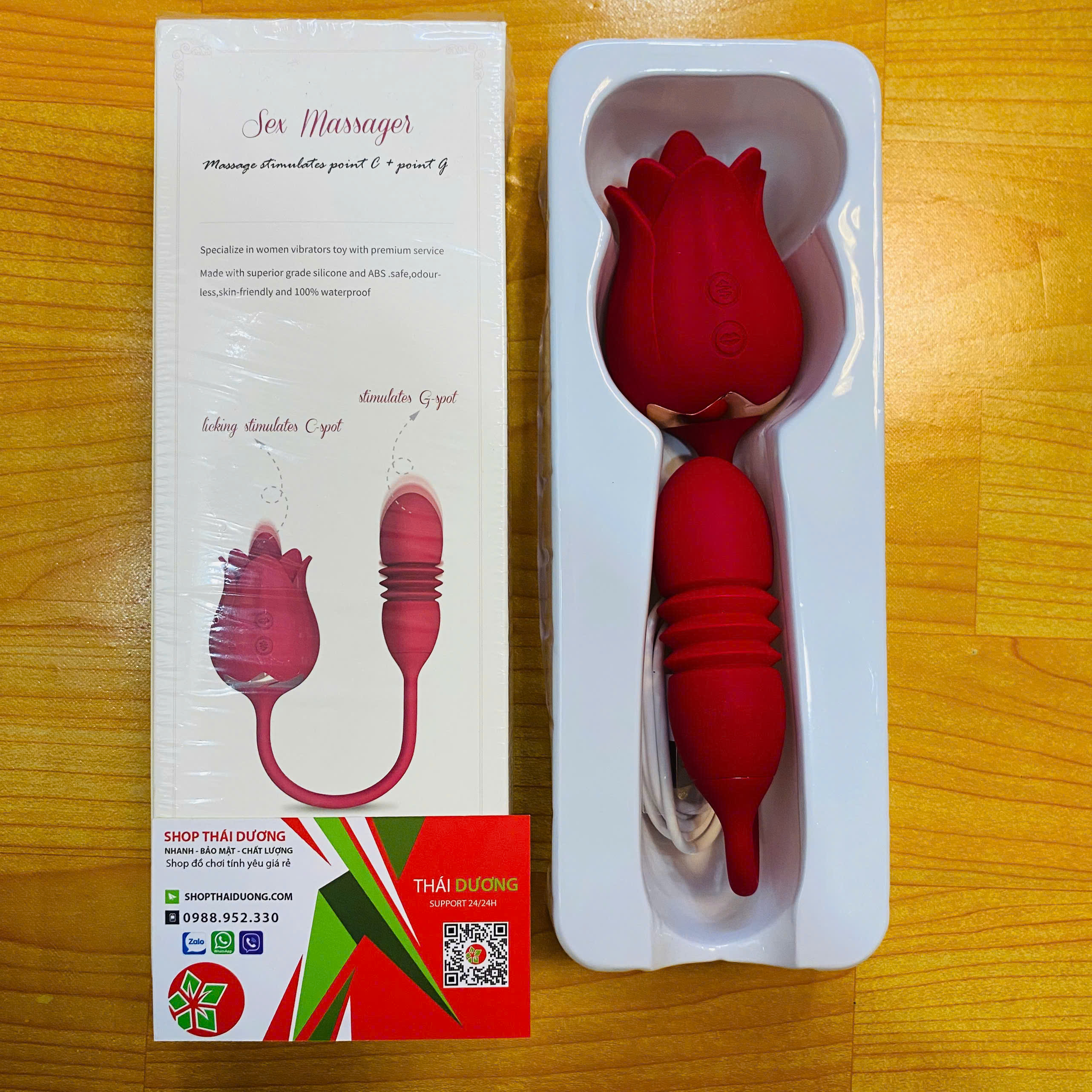 Máy Mát xa liếm Lưỡi 2 Đầu Kết Hợp Rung Thụt 7 Chế Độ Lưỡi Liếm Cho Nữ Thủ Dâm