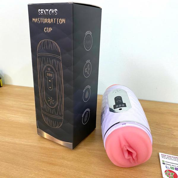 Bán Âm Đạo Cầm Tay 2 Đầu 10 Chế Độ Rung Màn Hình LCD - Kết Hợp Tai Nghe  nhập khẩu 