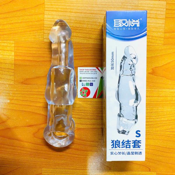 Mua Bao Cao Su Đôn Dên Aichao Walf Knot LS chính hãng – Silicon cao cấp, trong suốt, đôn dài thêm 8cm. Thiết kế gân nổi kích thích điểm G, giúp nam giới tự tin, kéo dài thời gian yêu 