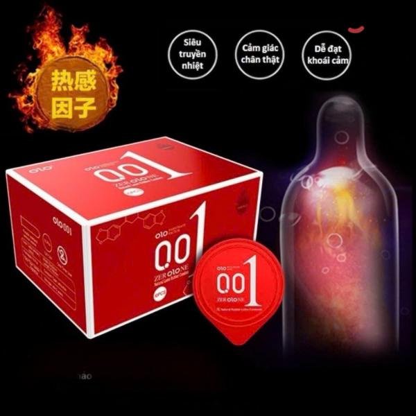 Bao Cao Su Siêu Mỏng Nóng Ám OLO 0.01 Đỏ  - Hộp 10 Cái 