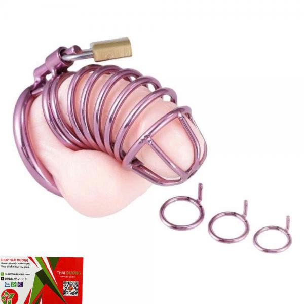 Khóa Dương Vật Thép Không Gỉ Màu Hồng Combo 3 Vòng Đeo Tiện Lợi 
