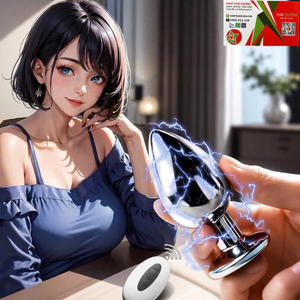 Anal Plug Inox Cao Cấp Rung Sốc Điện  Bản Remote Điều Khiển Từ Xa 
